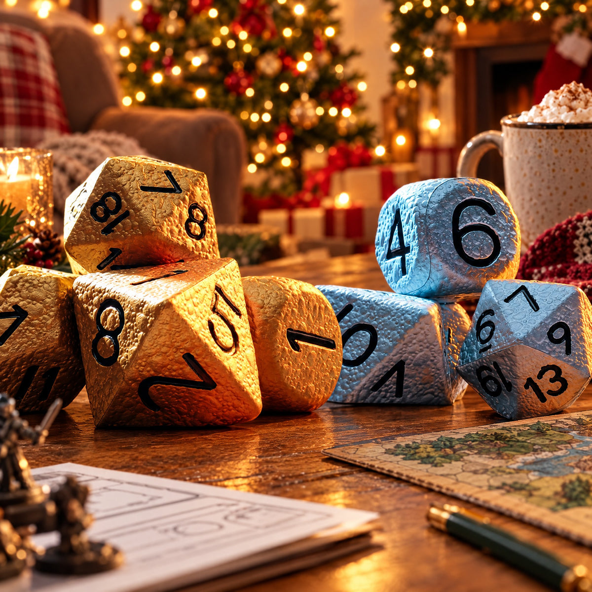 Giant Squishy Foam Dice Set – 7 Polyhedral RPG Dice, Asteroid Texture