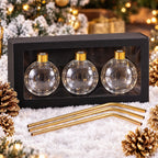 Glass Drinking Baubles with Gold Straws, Set of 3 – Festive Party Gift