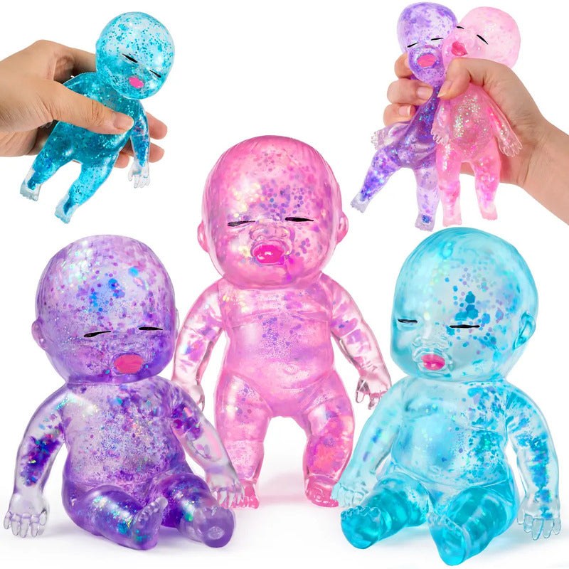 Glitter Squishy Baby Dolls Set of 3 – Slow-Rise Squeeze Toys