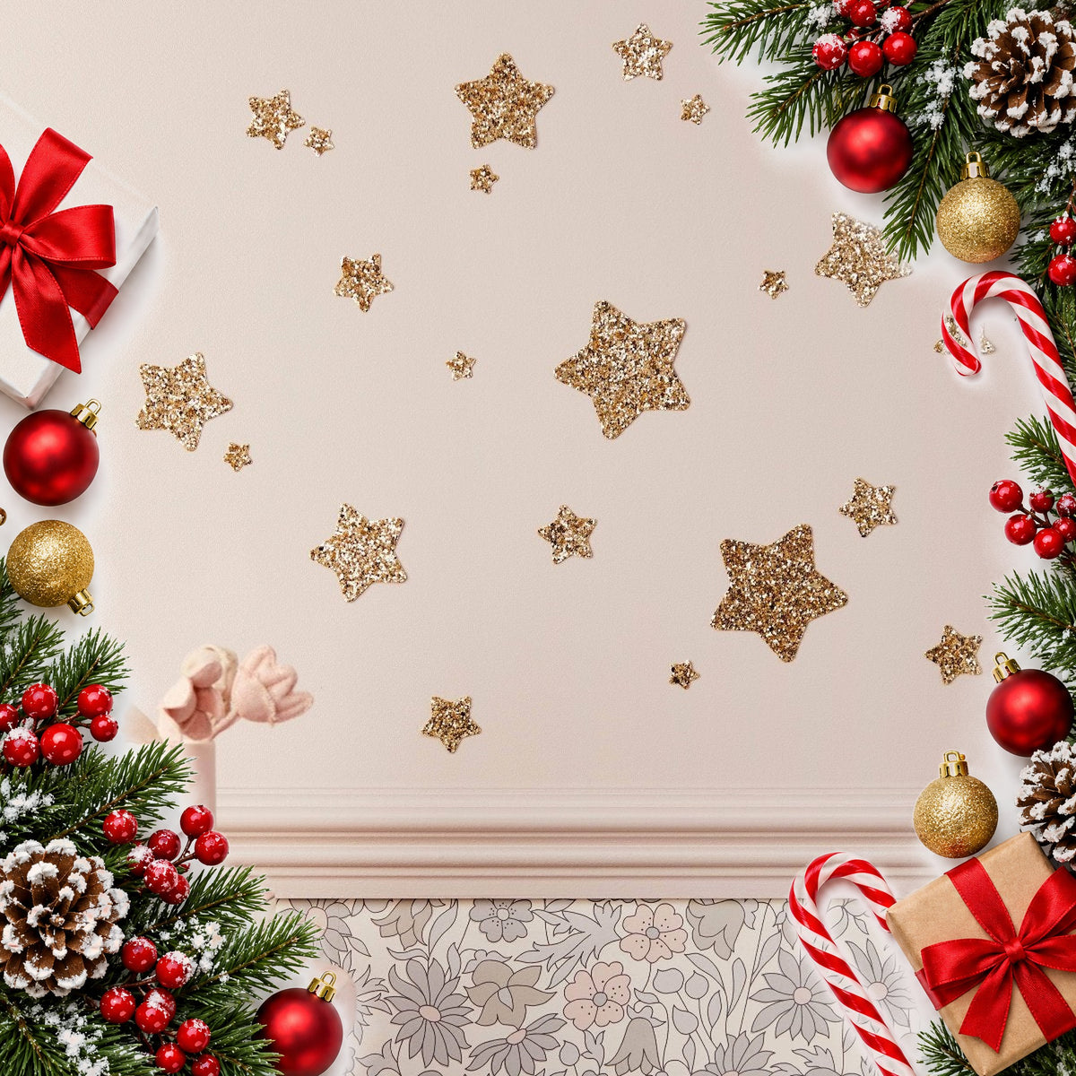 glitter star wall stickers for kids bedrooms pack of 22 stars — Christmas stocking filler gift