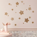 Glitter Star Wall Stickers for Kids' Bedrooms, Pack of 22 Stars