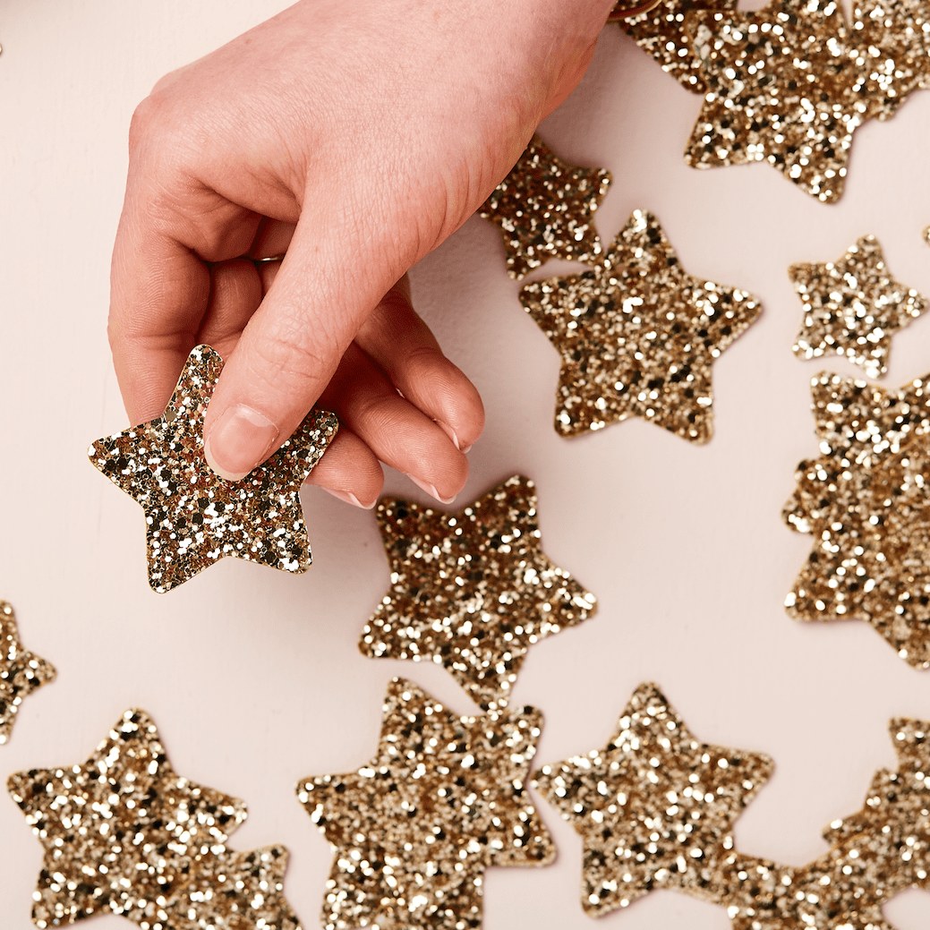 Glitter Star Wall Stickers for Kids' Bedrooms, Pack of 22 Stars