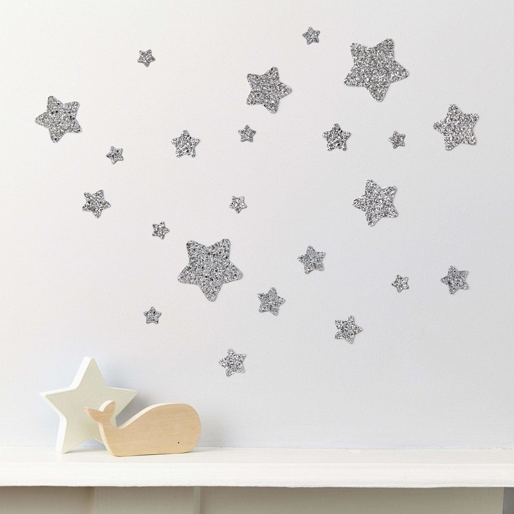 Glitter Star Wall Stickers for Kids' Bedrooms, Pack of 22 Stars
