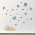Glitter Star Wall Stickers for Kids' Bedrooms, Pack of 22 Stars