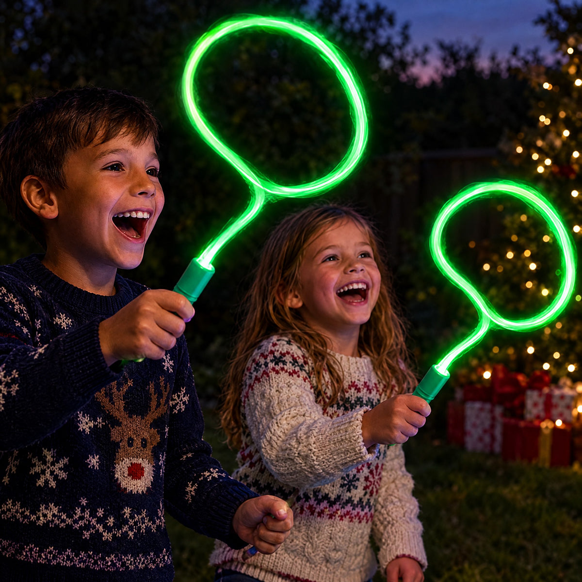 Glow-in-the-Dark String Launcher Toy with Floating Light Loop