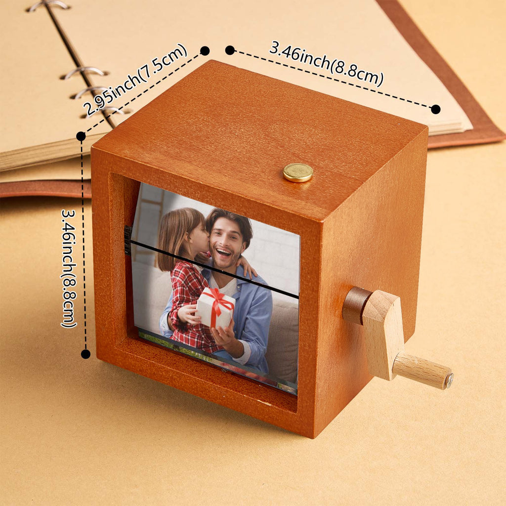 Hand-Crank Wooden Photo Flipbook Box Made With Your Photos
