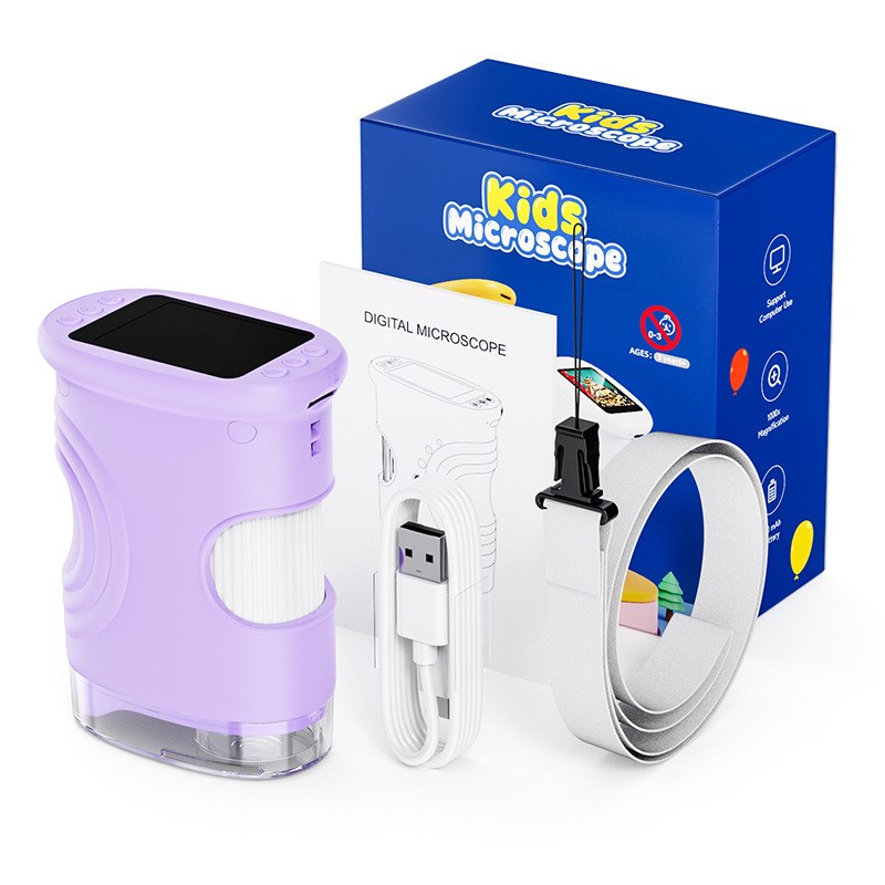 Handheld Kids Digital Microscope with 2-Inch Screen and 1000x Zoom