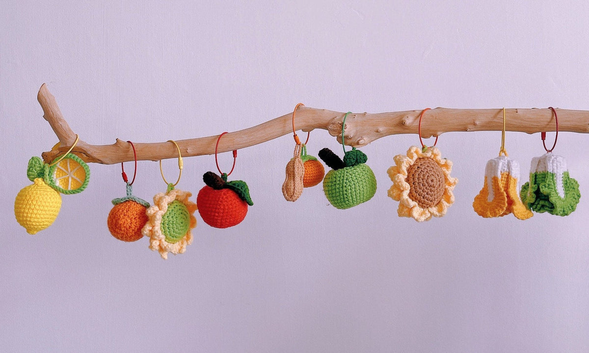 Handmade Crochet Fruit and Flower Hanging Ornament for the Tree