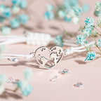 Heart Globe Charm Bracelet on Explorer Message Card, Travel Gift