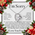 heart pendant necklace with im sorry message card in a gift box — Christmas stocking filler gift