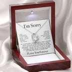 Heart Pendant Necklace with I'm Sorry Message Card in a Gift Box