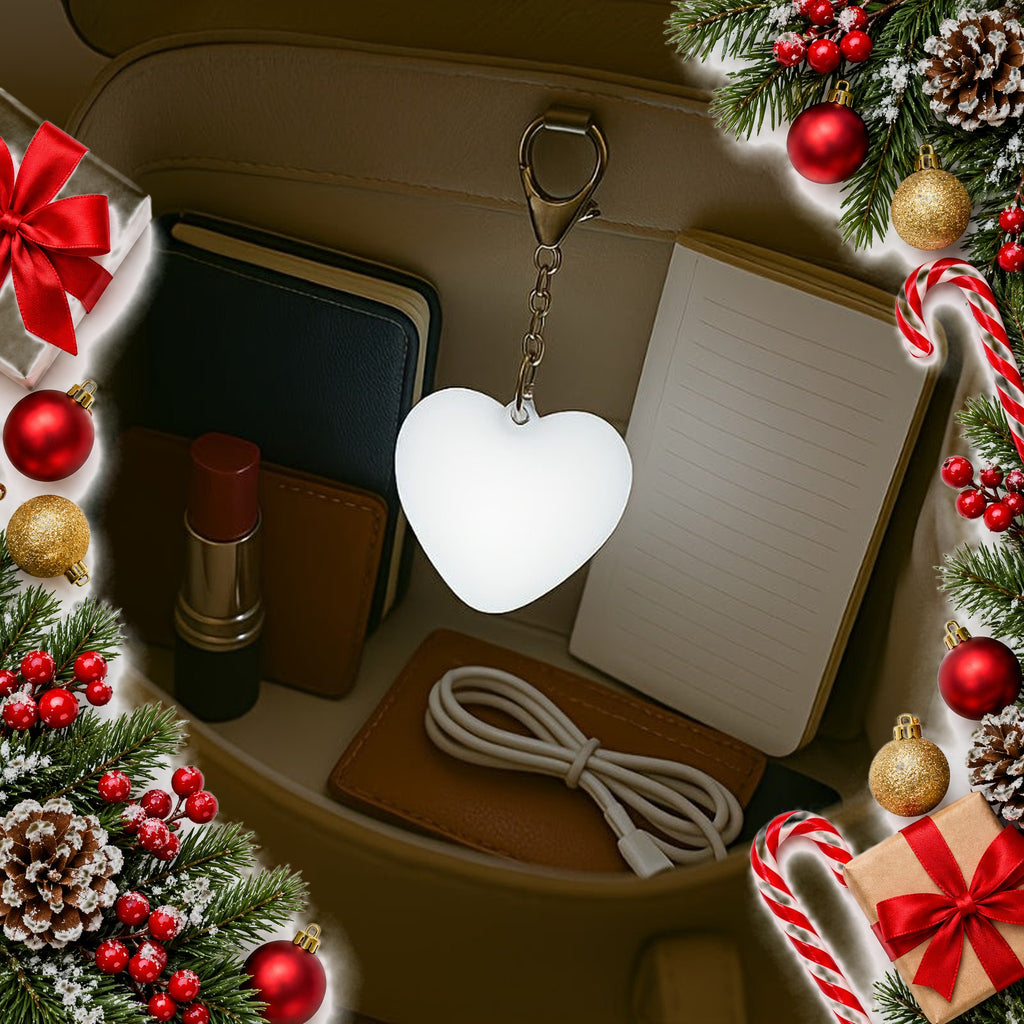 heart purse light keyring touch activated usb rechargeable — Christmas stocking filler gift