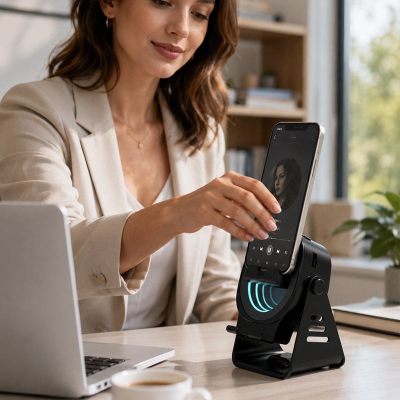 Induction Speaker Phone Stand – Louder Sound With No Bluetooth