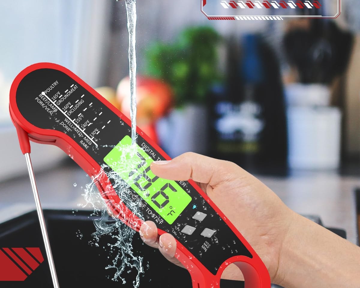 Instant-Read Digital Meat Thermometer – Foldable Probe & Backlight
