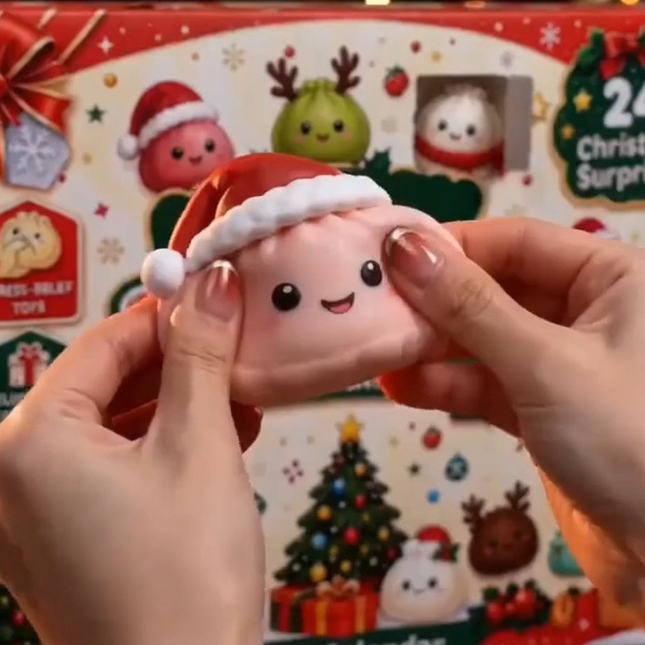 Kawaii Dumpling Squishy Advent Calendar, 24 Christmas Surprises