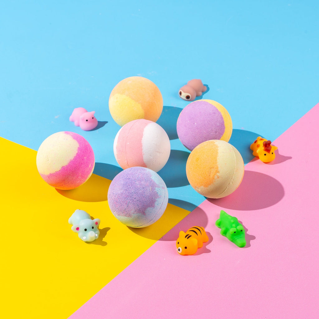 Kids Bath Bombs with a Surprise Squishy Toy Inside – Pack of 6
