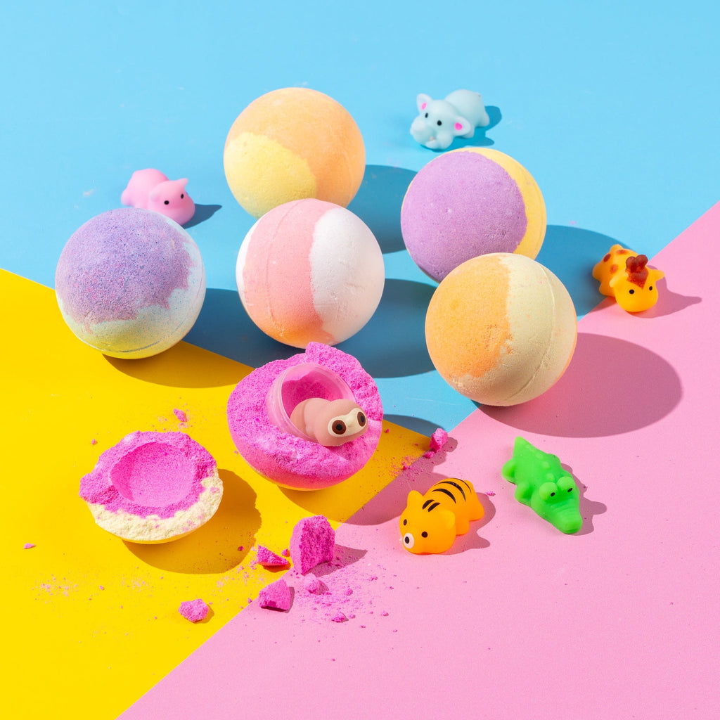 Kids Bath Bombs with a Surprise Squishy Toy Inside – Pack of 6