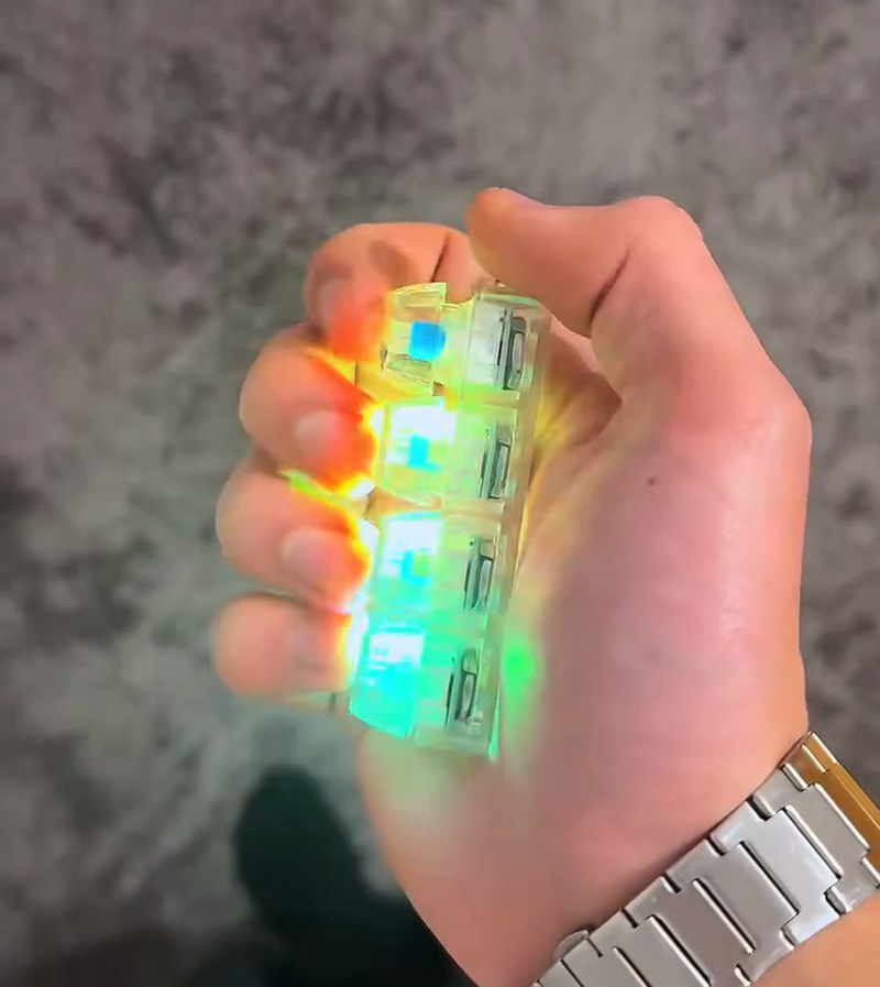 LED Mechanical Keyboard Keychain Fidget Clicker with 4 Keys