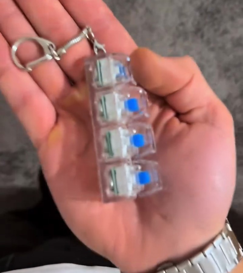 LED Mechanical Keyboard Keychain Fidget Clicker with 4 Keys