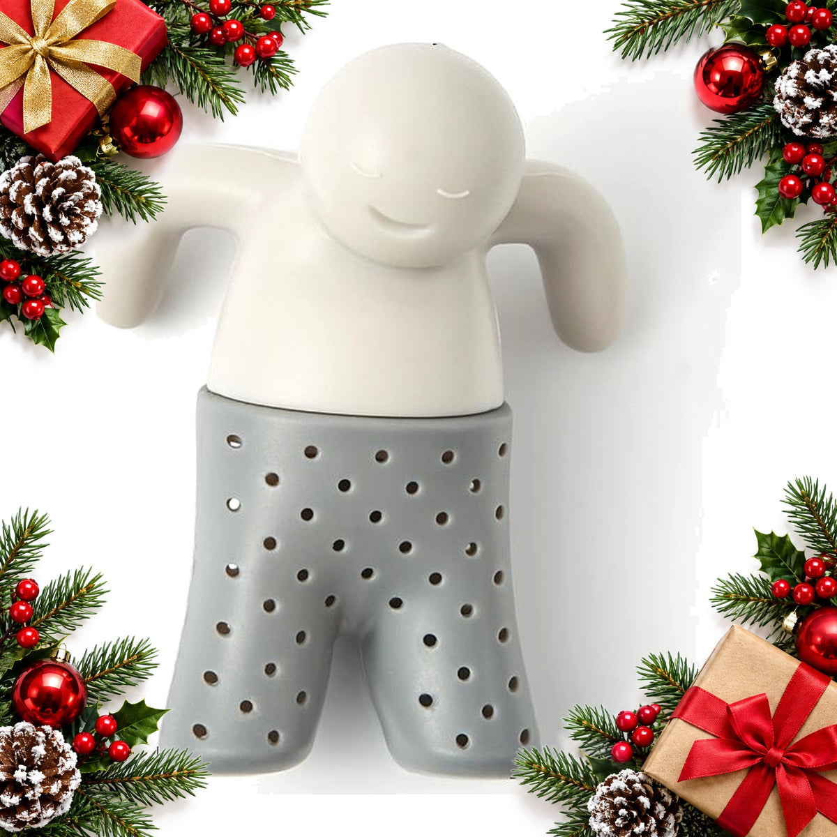 little man silicone tea infusers set of 4 loose leaf tea steeper — Christmas stocking filler gift