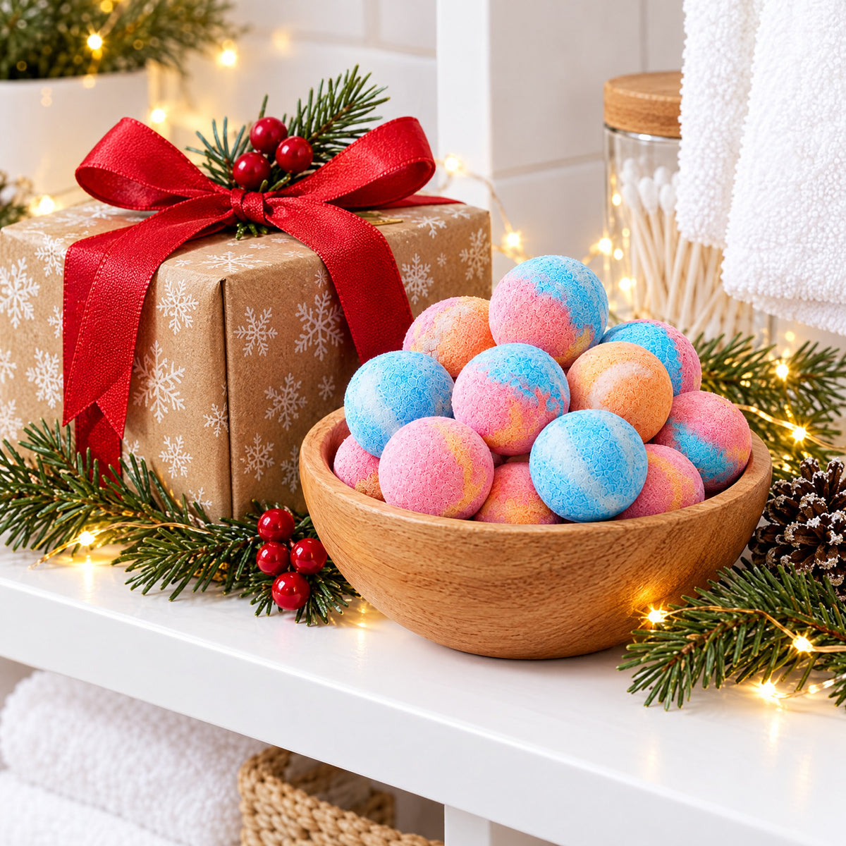 Mini Bath Bombs Pack of 16 – Colourful Fizzing Bath Treats