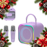 mini bluetooth karaoke speaker with 2 wireless microphones and light ring — Christmas stocking filler gift
