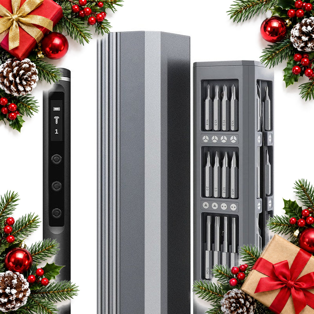 mini electric precision screwdriver set with magnetic bits and case — Christmas stocking filler gift