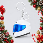 mini motorcycle helmet keyring with mirrored visor — Christmas stocking filler gift