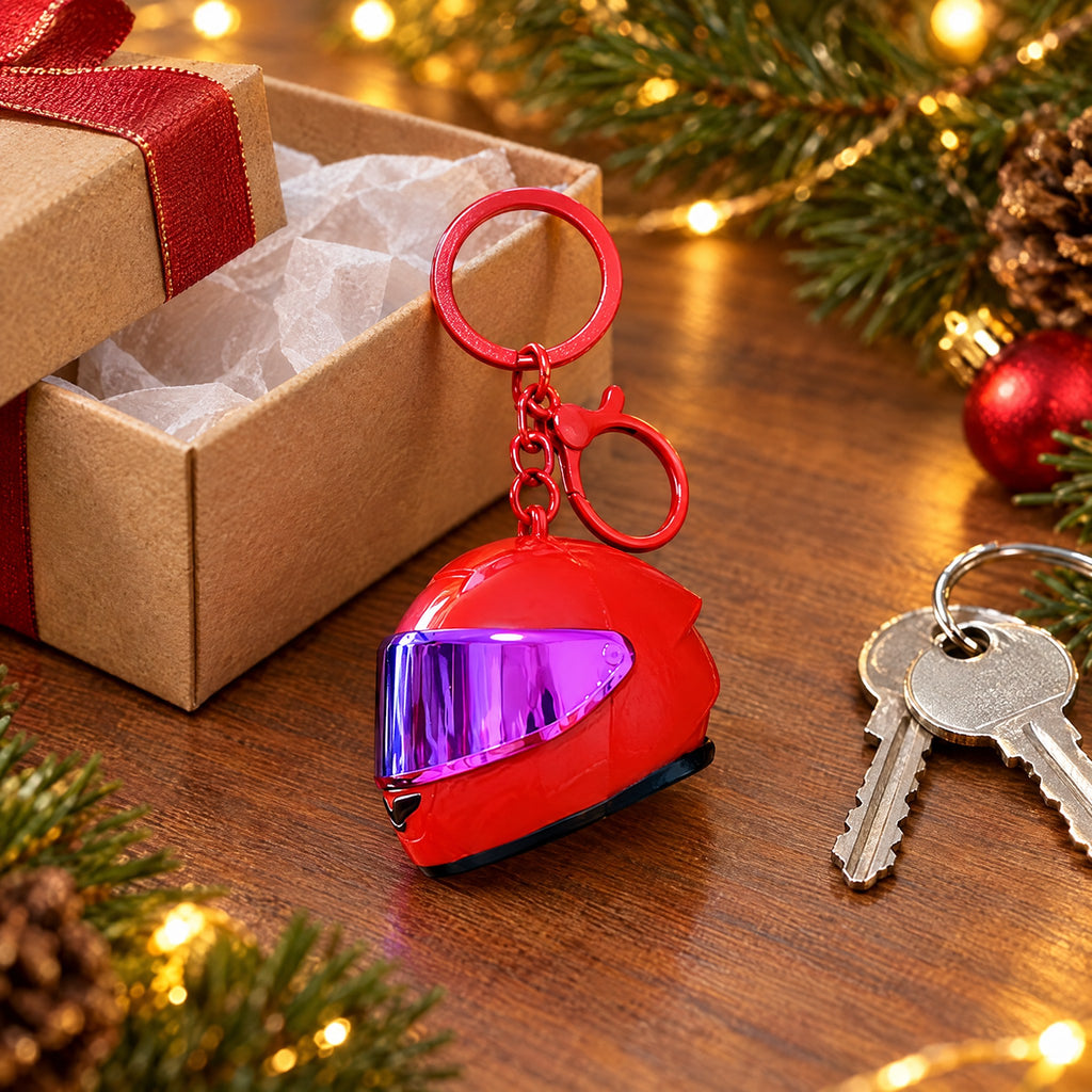 Mini Motorcycle Helmet Keyring with Mirrored Visor – Biker Gift