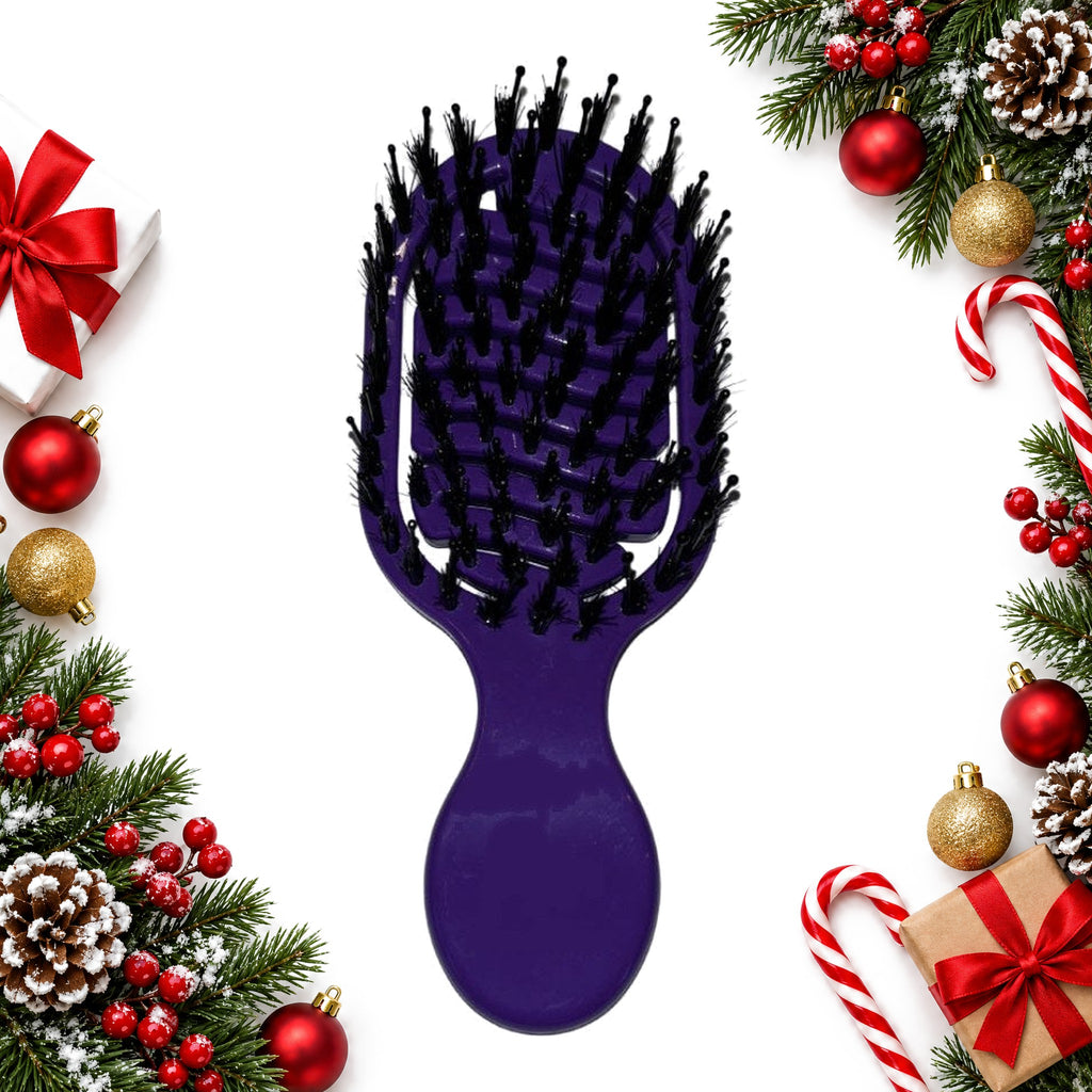 mini pocket detangling hair brush boar and nylon bristles — Christmas stocking filler gift