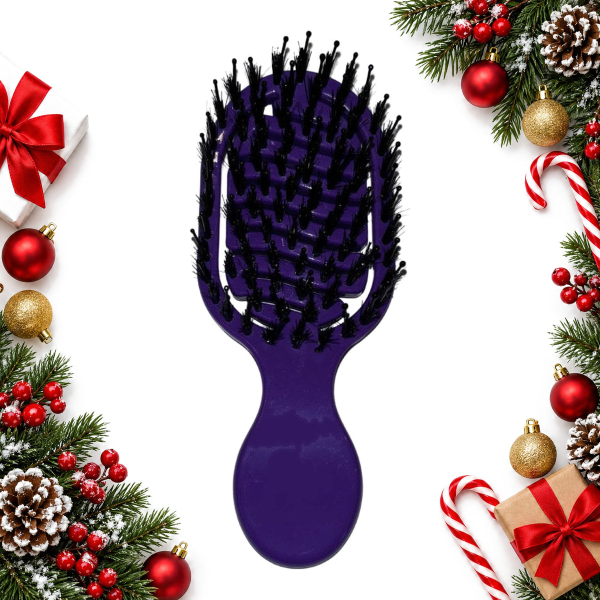mini pocket detangling hair brush boar and nylon bristles — Christmas stocking filler gift