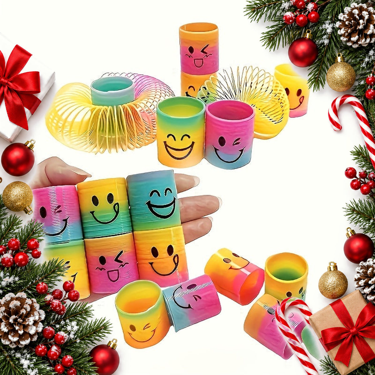 mini rainbow spring toys smiley faces party pack — Christmas stocking filler gift