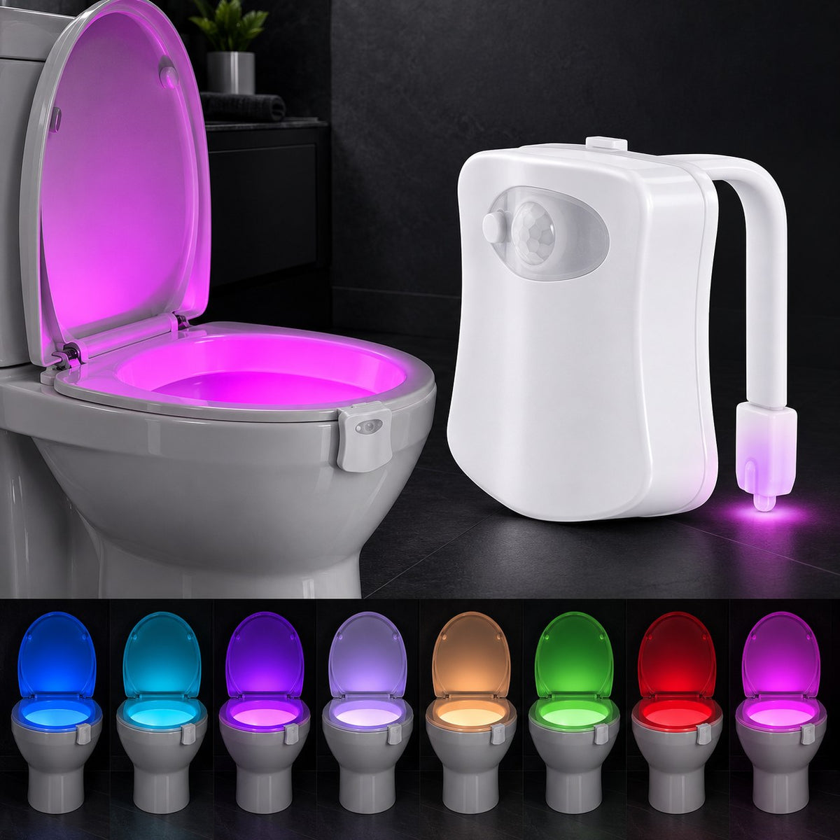 Motion Sensor Toilet Night Light with Colour-Changing LED