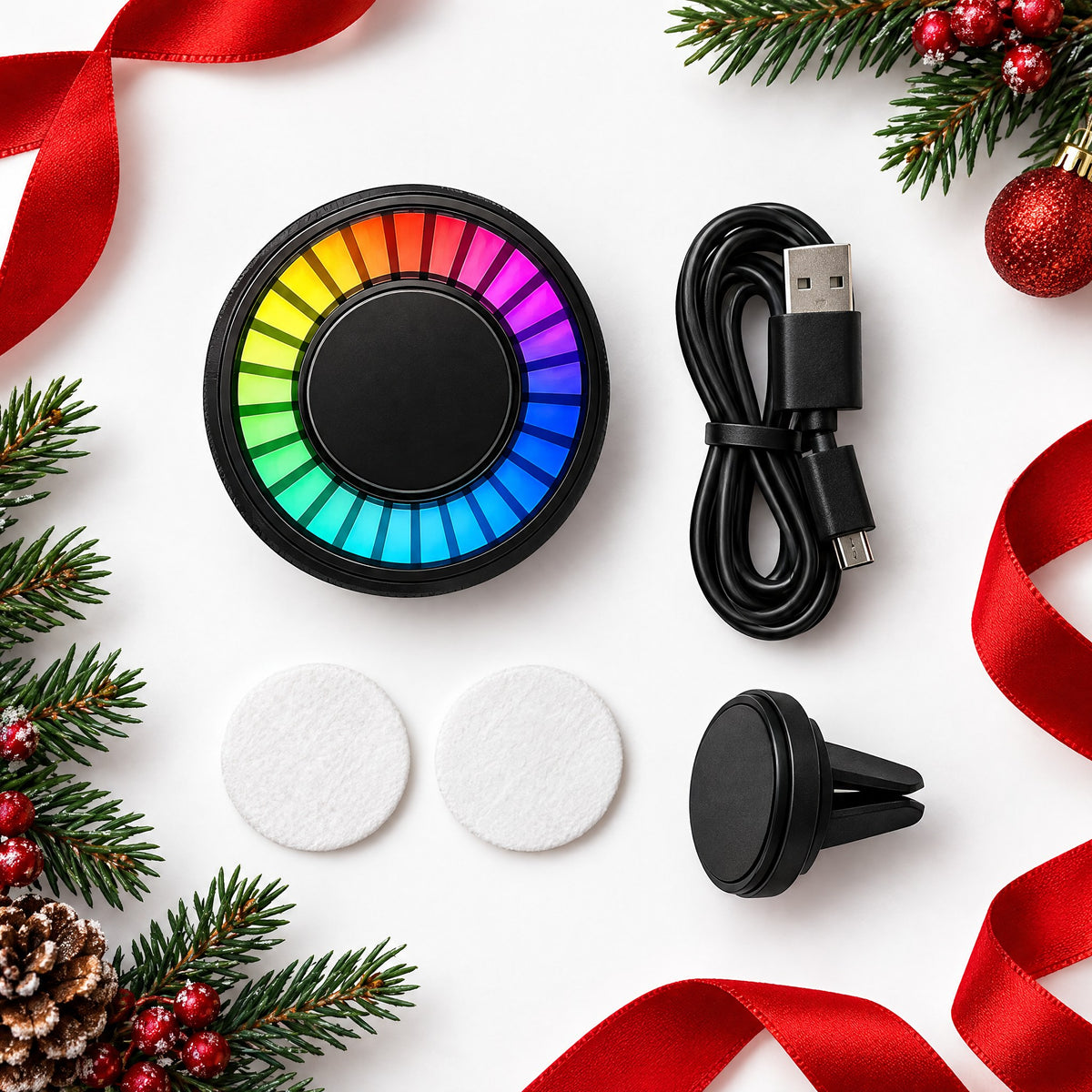 Music-Sync LED Car Vent Light with Aroma Diffuser