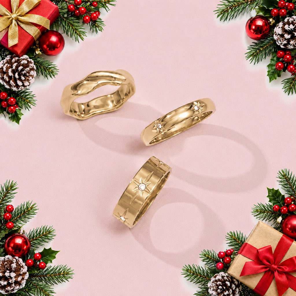 mystery ring goodie bag with 3 surprise stainless steel rings — Christmas stocking filler gift