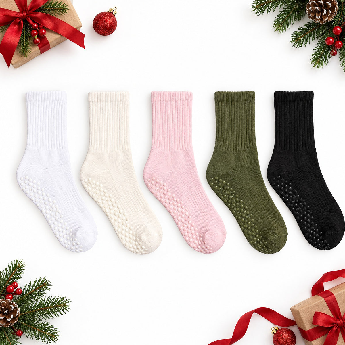 Non-Slip Pilates and Barre Grip Socks – Ribbed Crew Studio Socks