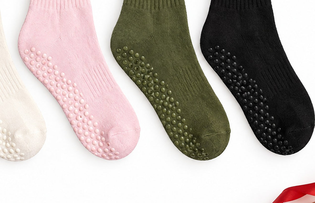 Non-Slip Pilates and Barre Grip Socks – Ribbed Crew Studio Socks