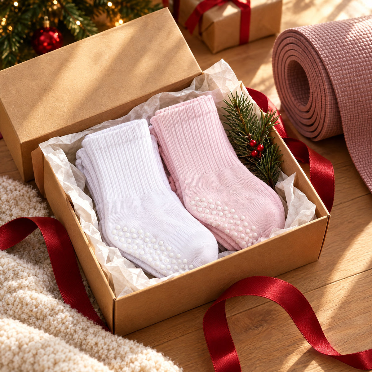 Non-Slip Pilates and Barre Grip Socks – Ribbed Crew Studio Socks