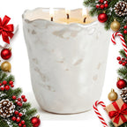 pearlescent cream rippled candle elegant gift for the home — Christmas stocking filler gift