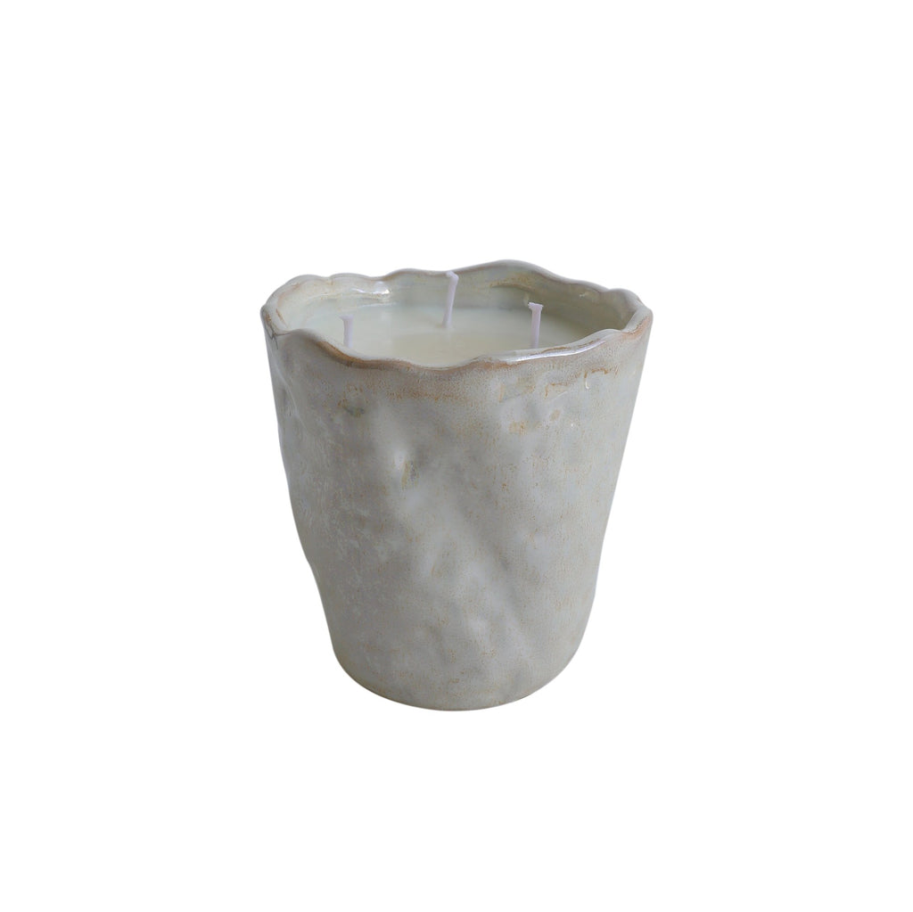 Pearlescent Cream Rippled Candle – Elegant Gift for the Home
