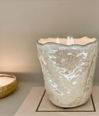 Pearlescent Cream Rippled Candle – Elegant Gift for the Home