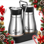 penguin shaped salt and pepper shaker set with caddy stand — Christmas stocking filler gift
