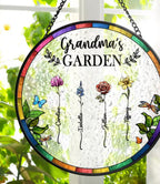 Personalised Birth Flower Glass Suncatcher – Family Garden Window Gift