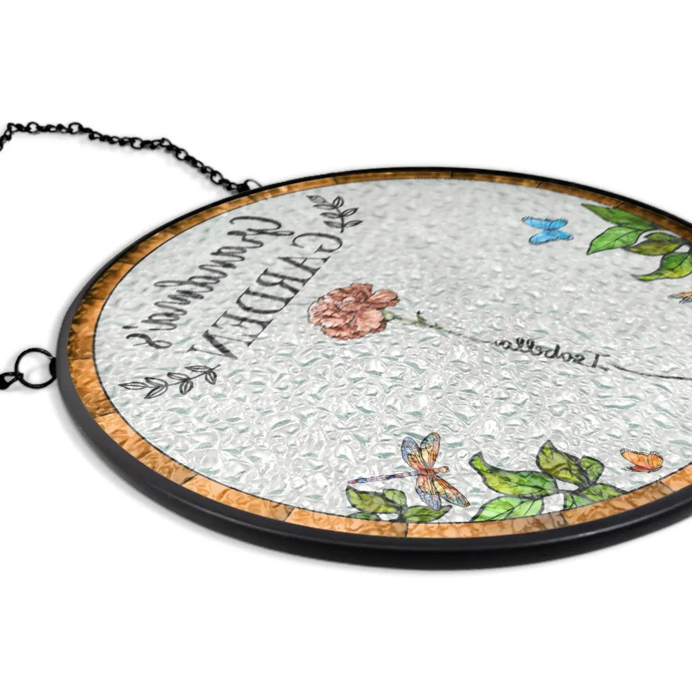 Personalised Birth Flower Glass Suncatcher – Family Garden Window Gift