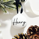 Personalised Ceramic Name Bauble, Rustic Christmas Tree Keepsake