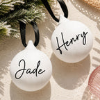 Personalised Ceramic Name Bauble, Rustic Christmas Tree Keepsake