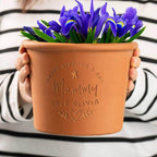 Personalised Engraved Terracotta Plant Pot with Handwritten Name