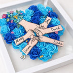 Personalised Family Names Flower Shadow Box for Mum or Grandma