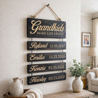 Personalised Grandkids Hanging Wooden Sign with Names and Dates