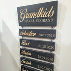 Personalised Grandkids Hanging Wooden Sign with Names and Dates
